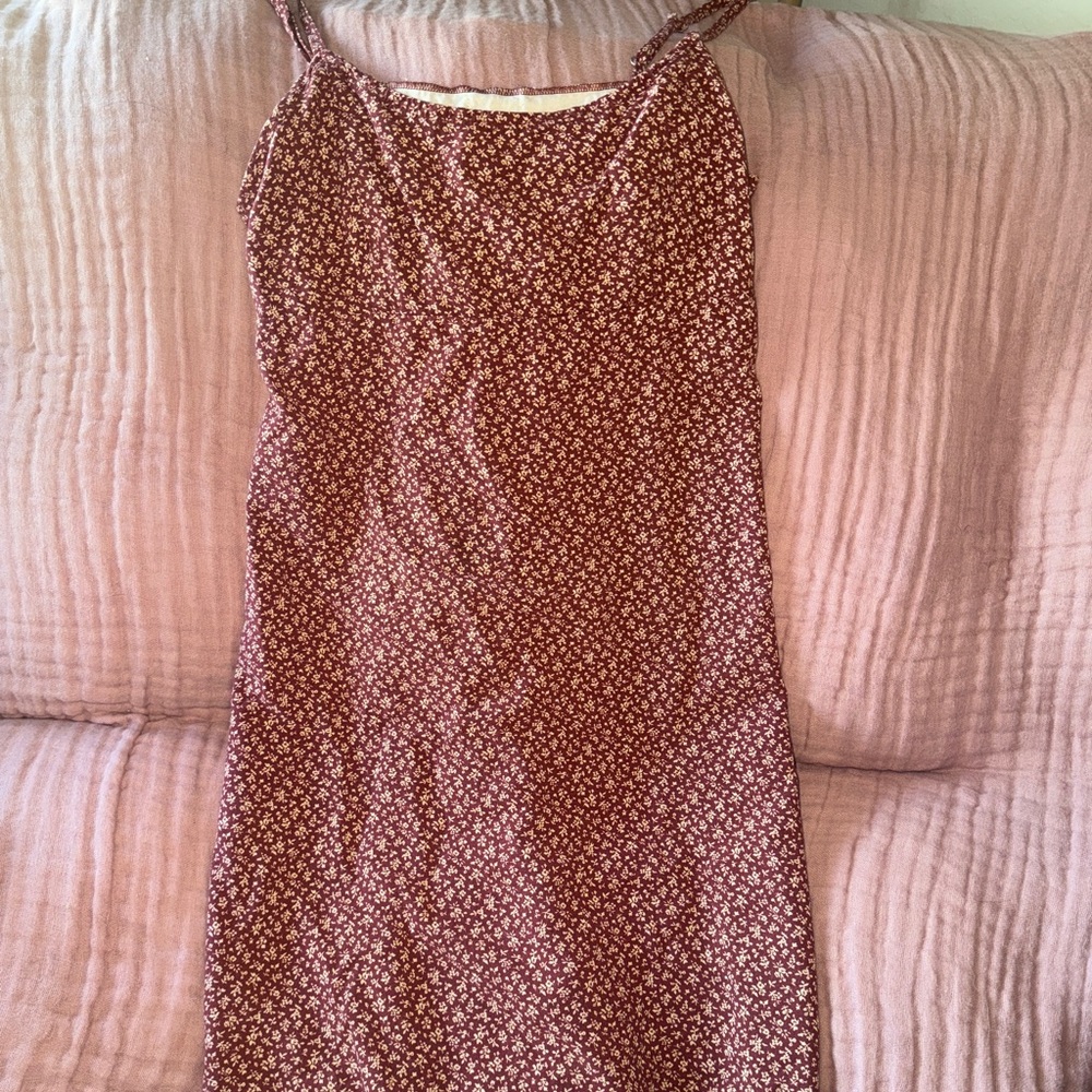 Floral Print Sleeveless Dress - Red